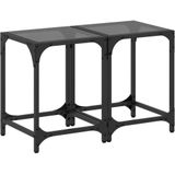 vidaXL Salontafels 2 st met zwart glazen blad 30x30x40 cm staal