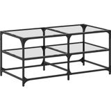 vidaXL - Salontafel - met - transparant - glazen - blad,5x50x45 - cm - staal
