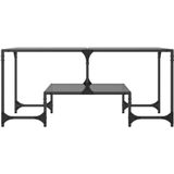 vidaXL Salontafel met zwart glazen blad 98,5x50x45 cm staal