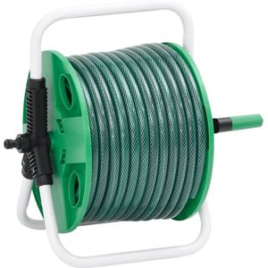 vidaXL Slanghaspel met 30 m slang vrijstaand PVC groen