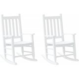vidaXL - Schommelstoelen - 2 stuks - Wit - Massief Populierenhout