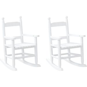 vidaXL - Schommelstoelen - 2 Stuks - Massief Populierenhout - Wit
