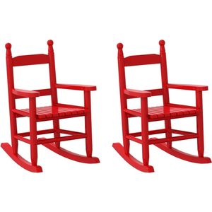 vidaXL - Schommelstoelen 2 St - Rood - Massief Populierenhout