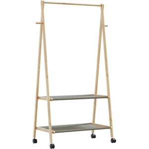 Kleiderständer mit Ablagen und Rollen 96x45,5x155,5 cm Bambus Vidaxl