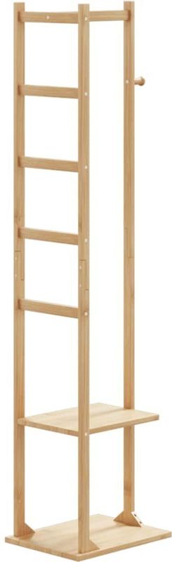 vidaXL - Kapstok - met - haken - en - schappen - 38,5x30x156 - cm - bamboe