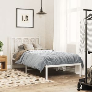 vidaXL Bettgestell mit Kopfteil Metall Weiß 90x190 cm