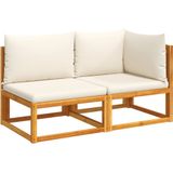 vidaXL - Tuinbank - 2-zits - met - kussens - massief - acaciahout