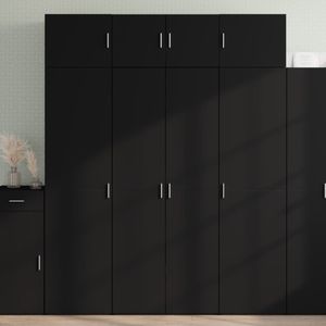 vidaXL - Hoge Kast - Zwart - Bewerkte Hout - 80x42,5x185 cm