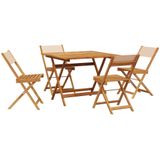vidaXL 5-delige Tuinset massief hout en stof beige