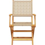 vidaXL 5-delige Tuinset poly rattan en massief hout beige