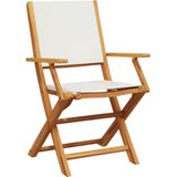 vidaXL - 5-delige - Tuinset - massief - hout - en - stof - crèmewit