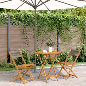 3-tlg. Bistro-Set Grau Polypropylen und Massivholz Vidaxl