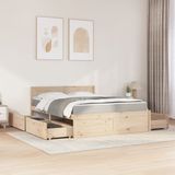 vidaXL Bett mit Schubladen und Matratze 160x200 cm Massivholz Kiefer