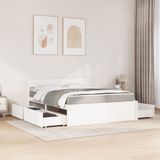 Vidaxl - Bett mit Schubladen und Matratze Weiß 160x200 cm Massivholz