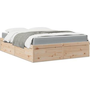 vidaXL - Bed - met - matras - massief - grenenhoutx200 - cm