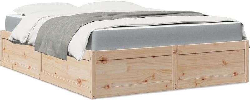 vidaXL Bed - Massief Grenenhout - Inclusief Pocketveringmatras - 140x200 cm