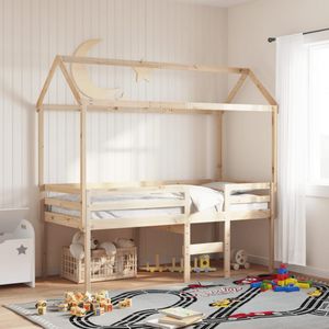 vidaXL Hochbett mit Dach 80x200 cm Massivholz Kiefer