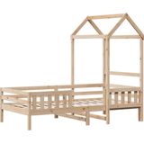 vidaXL - Bedframe - met - huisje - massief - grenenhout - 75x190 - cm