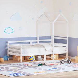 vidaXL Slaapbank met huisje 90x200 cm massief grenenhout wit