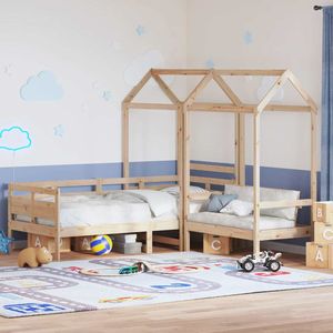 vidaXL - Kinderbed - met - huisje - en - bankje - massief - grenenhout - 90x190 - cm