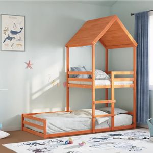 vidaXL Kinderbed met huisje massief grenenhout wasbruin 90x190 cm