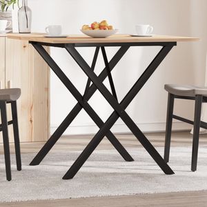 vidaXL - Eettafel - X-frame - 80x80x75 - cm - massief - grenenhout - en - gietijzer