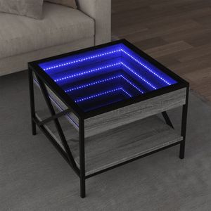 vidaXL - Salontafel - met - Infinity - LED - 50x50x38 - cm - grijs - sonoma - eikenkleur