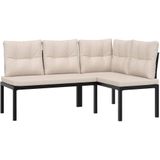 vidaXL 5-delige Loungeset met kussens gepoedercoat staal zwart