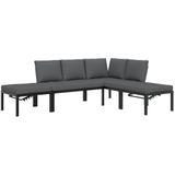 Vidaxl - 4-tlg. Garten-Sofagarnitur mit Kissen Schwarz Aluminium