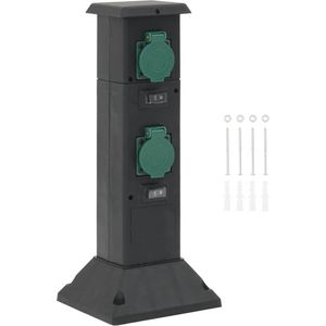 vidaXL Tuinstopcontact kolom 4-wegs 16x16x39,5 cm zwart en groen