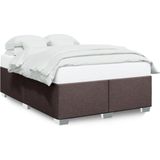 vidaXL - Bedframe - zonder - matras - stof - donkerbruin - 140x200 - cm