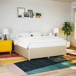 Bedframe - Crème - Stof 100% Polyester - Inclusief Lattenbodem