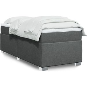 vidaXL Boxspringbett mit Matratze Dunkelgrau 90x200 cm Stoff