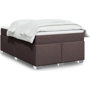 vidaXL Boxspring met matras stof donkerbruin 120x200 cm