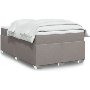 vidaXL Boxspring met matras stof taupe 120x200 cm