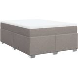 vidaXL Boxspring met matras stof taupe 140x190 cm