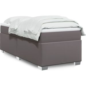 vidaXL Boxspringbett mit Matratze Grau 90x200 cm Kunstleder