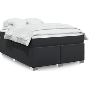 vidaXL Boxspring met matras kunstleer zwart 140x190 cm