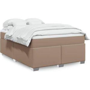 vidaXL Boxspring met matras kunstleer cappuccinokleurig 140x190 cm