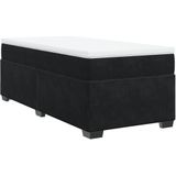 vidaXL - Boxspring - met - matras - fluweel - zwart - 90x200 - cm