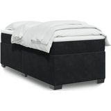 vidaXL - Boxspring - met - matras - fluweel - zwart - 90x200 - cm