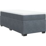 vidaXL Boxspringbett mit Matratze Dunkelgrau 100x200 cm Samt