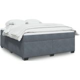 vidaXL Boxspringbett mit Matratze Dunkelgrau 180x200 cm Samt