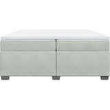 vidaXL Boxspringbett mit Matratze Hellgrau 200x200 cm Samt