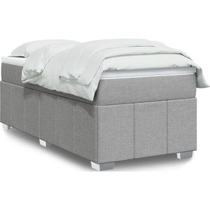 vidaXL Boxspringbett mit Matratze Hellgrau 90x200 cm Stoff
