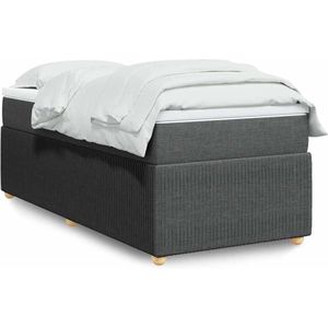 vidaXL Boxspringbett mit Matratze Dunkelgrau 90x190 cm Stoff
