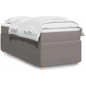 vidaXL Boxspring met matras stof taupe 90x190 cm