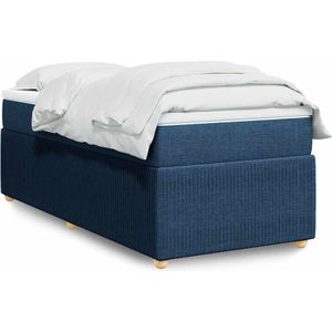 vidaXL Boxspringbett mit Matratze Blau 90x200 cm Stoff