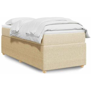 vidaXL Boxspringbett mit Matratze Creme 100x200 cm Stoff