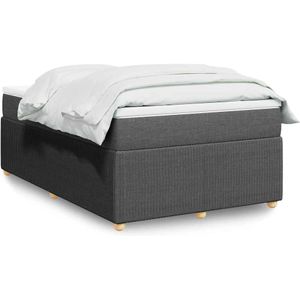vidaXL - Boxspring - met - matras - stof - donkergrijs - 120x200 - cm